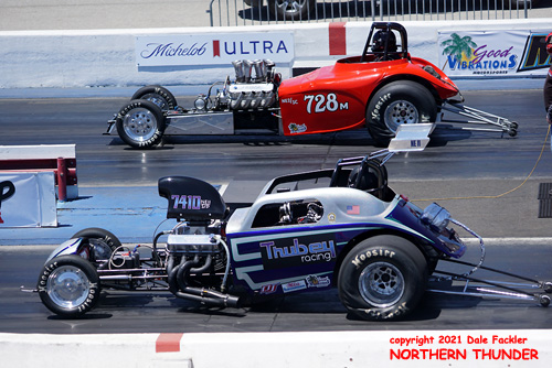 Jason Trubey - NE2 - #7410 - 'Trubey Racing' - '37 Fiat 
(near lane) vs Todd Fernandes - NE2 - #728M - '32 Bantam (far lane)